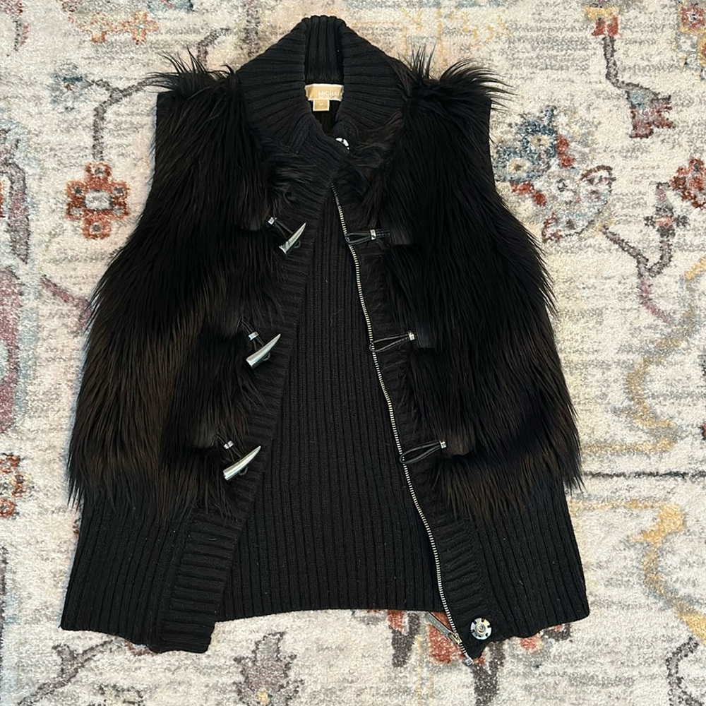 Michael Kors black fur vest